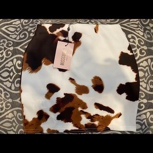 Missguided cow print mini skirt